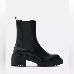 Zara Black Leather Ankle Boots